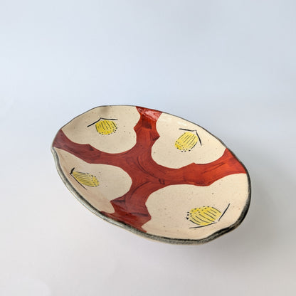 Hand-Painted Camellia Oval Plate
