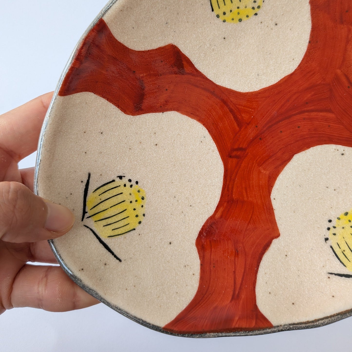 Hand-Painted Camellia Oval Plate