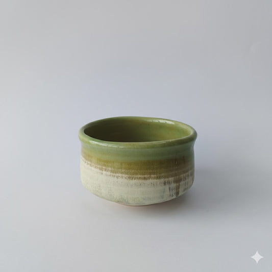 Green ceramic bowl on a white background